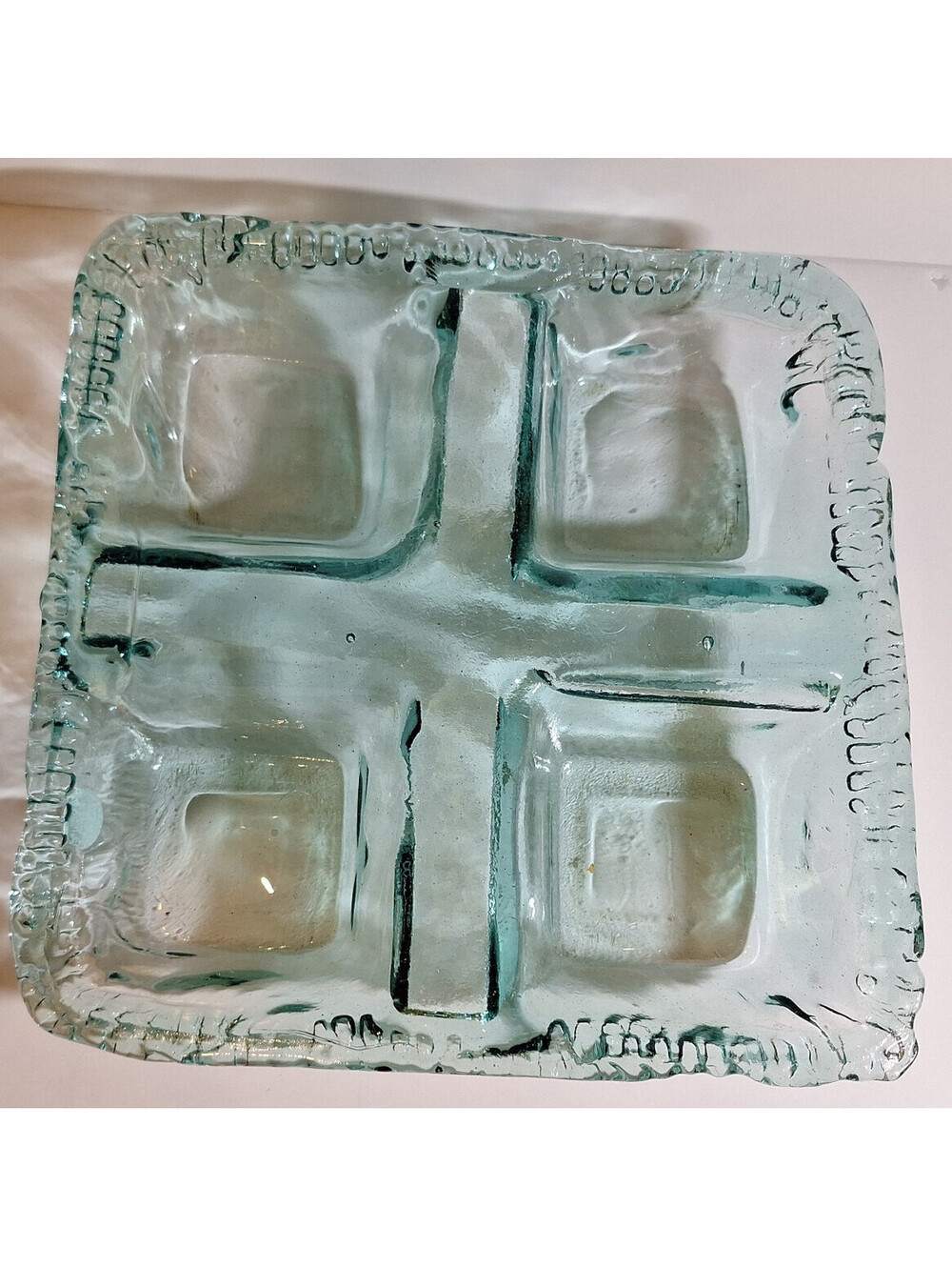 Vintage Vitrocolor  Egypt Recycled Art Glass 4 Compartment relish Tray 10.5 In